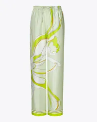 Tory Burch Printed Silk Pant Chartreuse