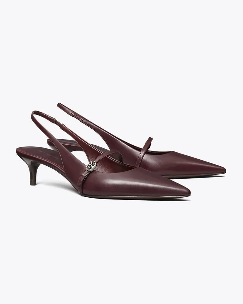 Tory Burch Damen Mary Jane Slingback mit Doppel-T, Schnalle und Absatz Dark