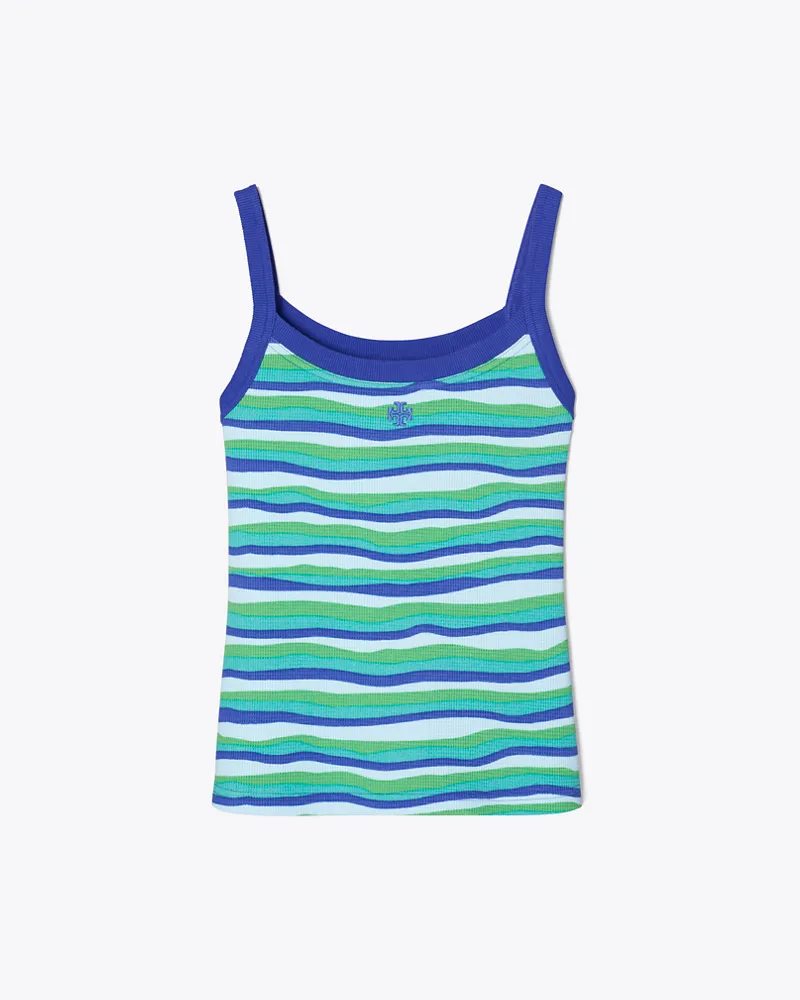 Tory Burch Damen Striped Cotton Tank Blue