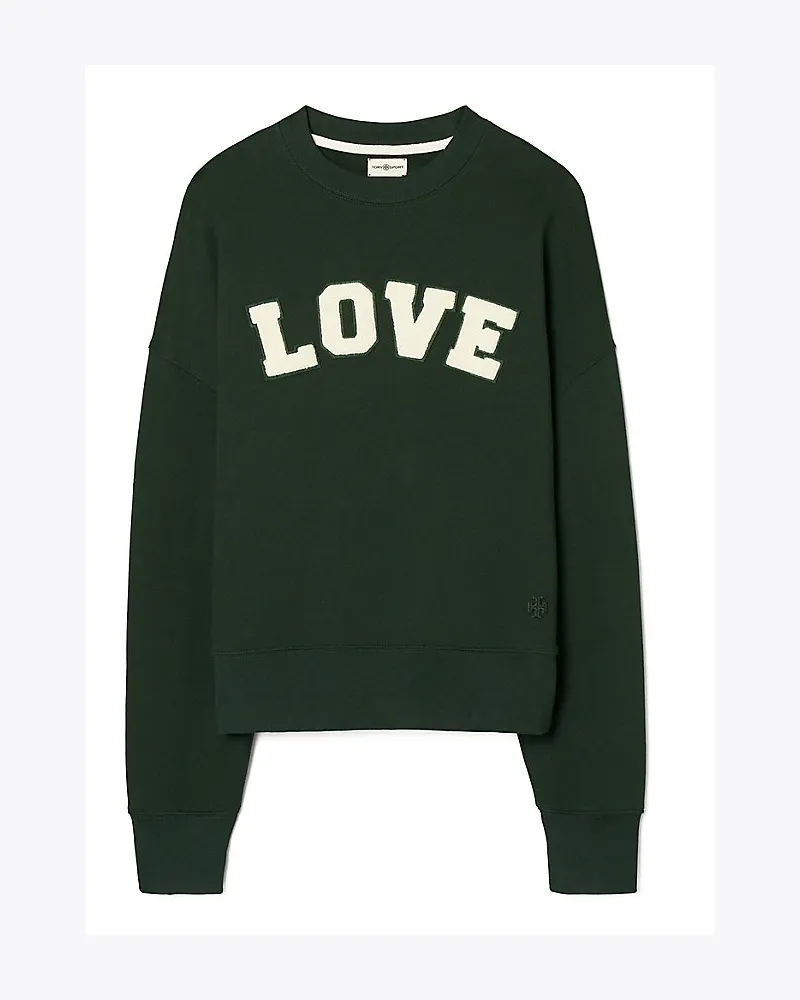 Tory Sport Rundhalspullover Aus French Terry Mit Buchstabenaufnähern Im College-Look Conifer