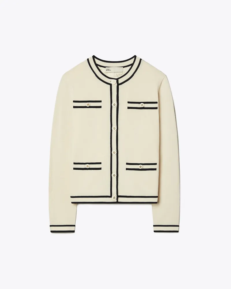 Tory Burch Damen Kendra Cardigan in Weiß/Blau French