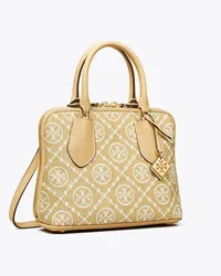 Tory Burch Mini T Monogram Raffia Swing Satchel Natural