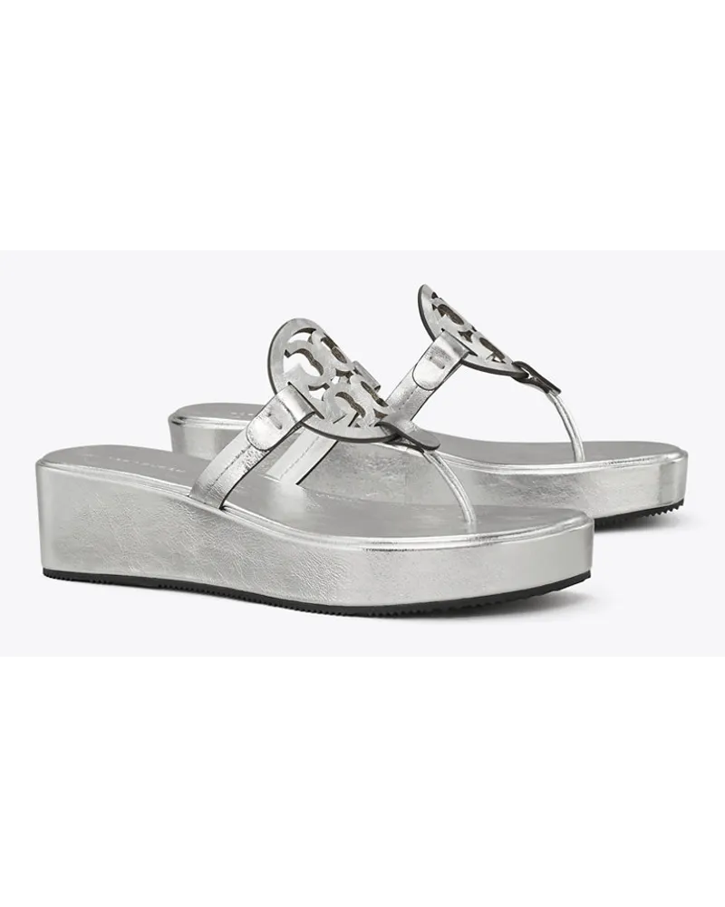 Tory Burch Miller Metallic Wedge Sandal Silver