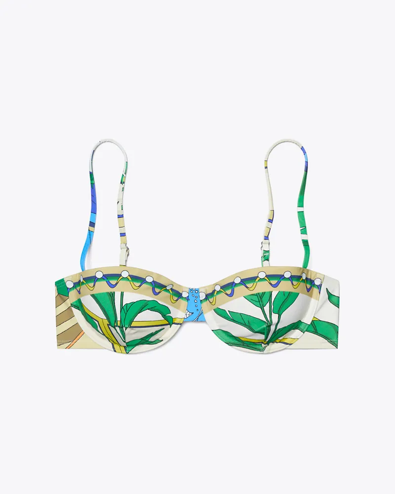 Tory Burch Damen Printed Bikini Top Green