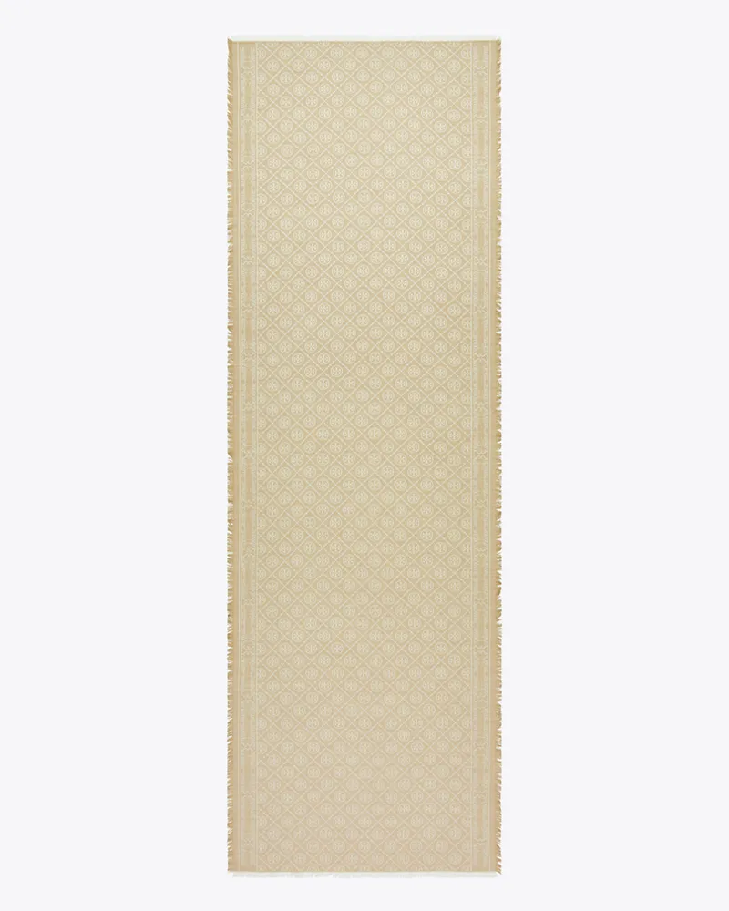 Tory Burch Damen Länglicher Jacquardschal mit T-Monogramm Fresh