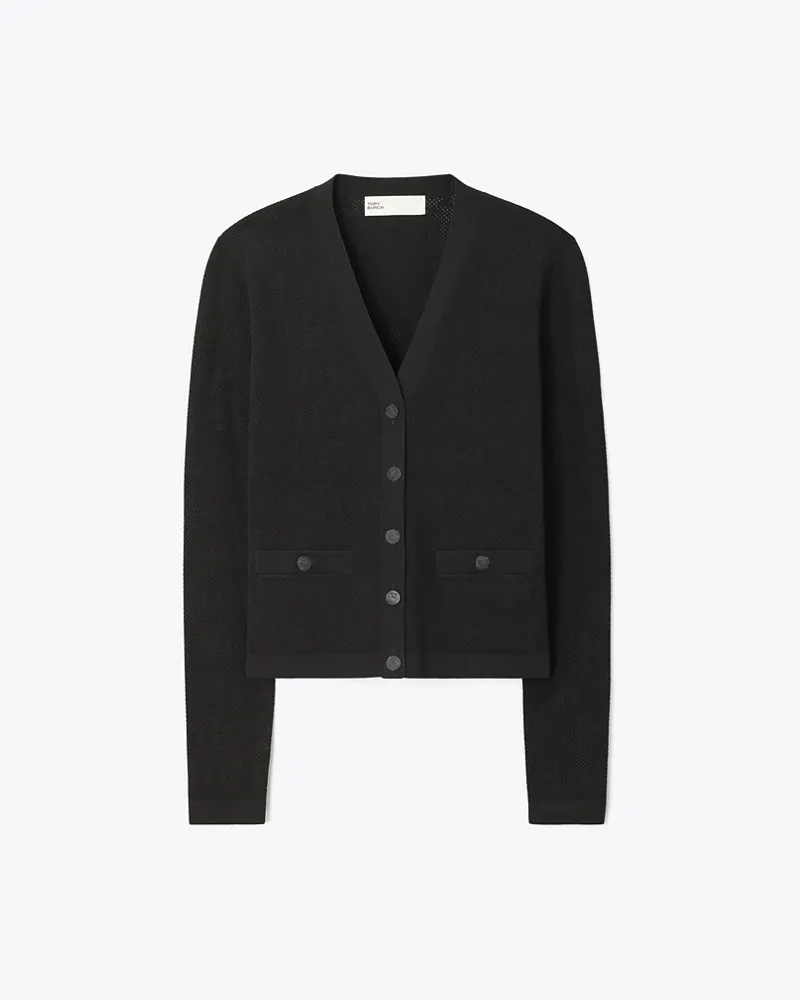 Tory Burch Damen Jacquardcardigan mit T-Monogramm Black