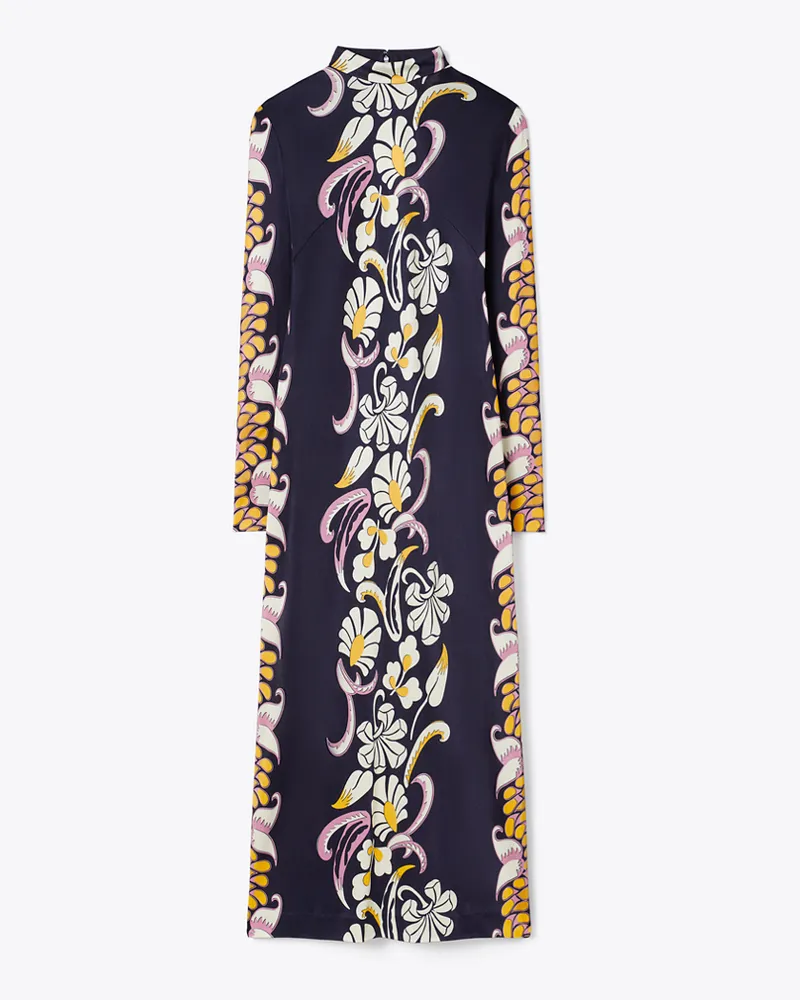 Tory Burch Damen Bedrucktes Jerseykleid mit Stehkragen Pink