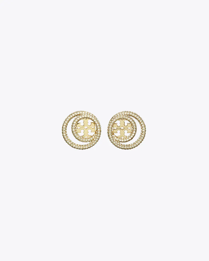 Tory Burch Damen Miller Pavé-Ohrstecker mit Doppelring Tory