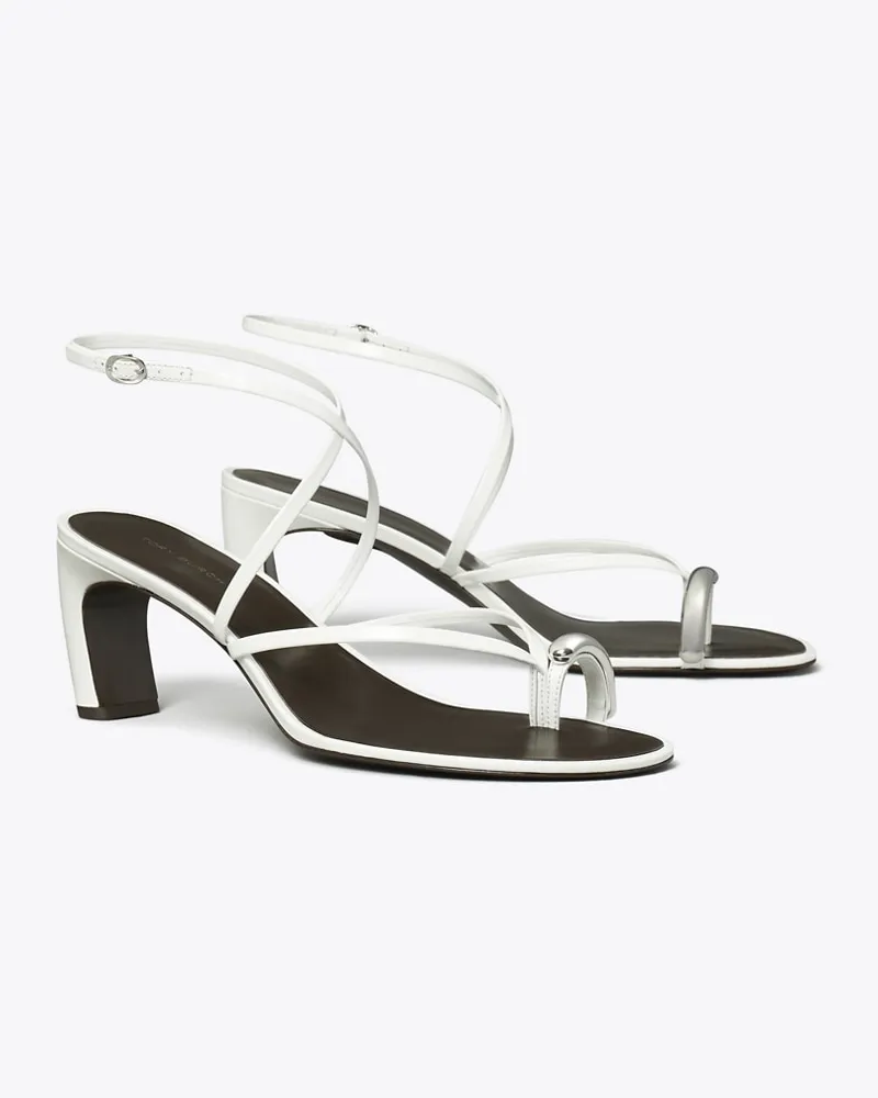 Tory Burch Damen Riemchensandalette mit Piercingdetail Bianco
