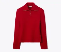 Damen Sweatshirt aus Wolle mit halblangem Reißverschluss