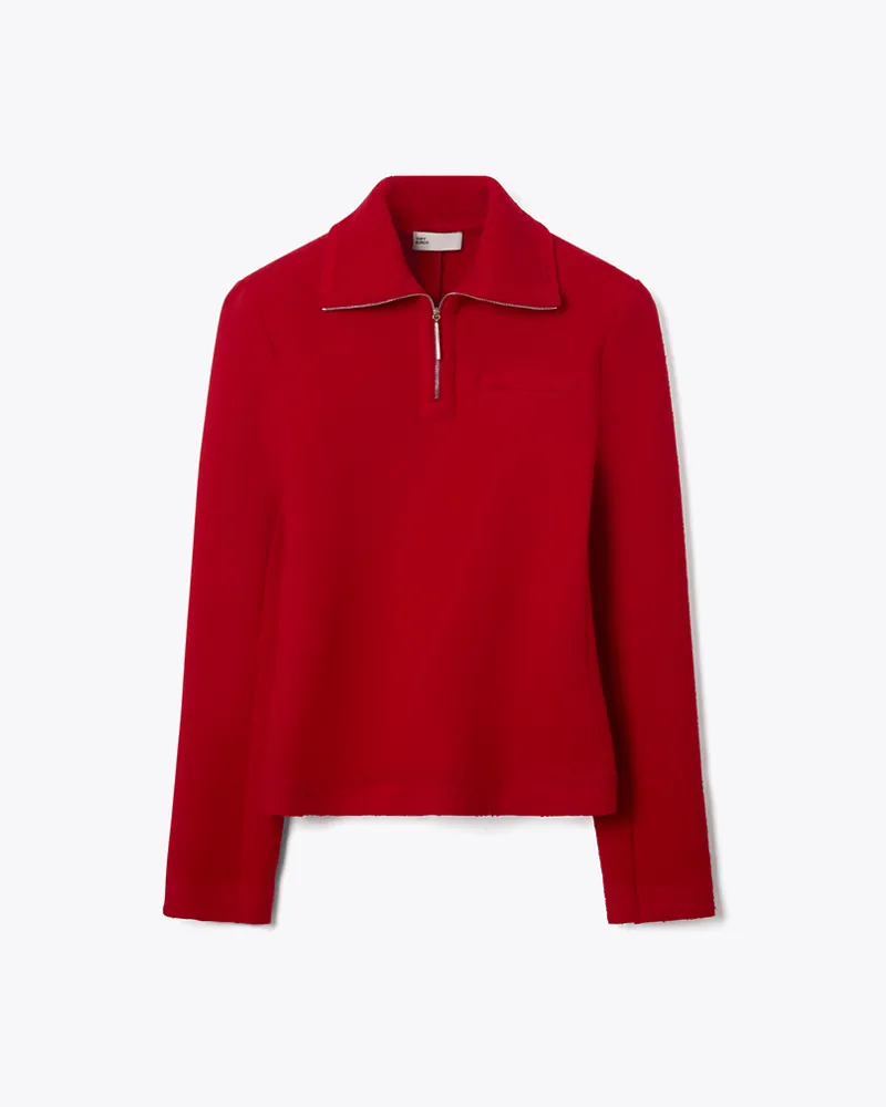 Tory Burch Damen Sweatshirt aus Wolle mit halblangem Reißverschluss Royal