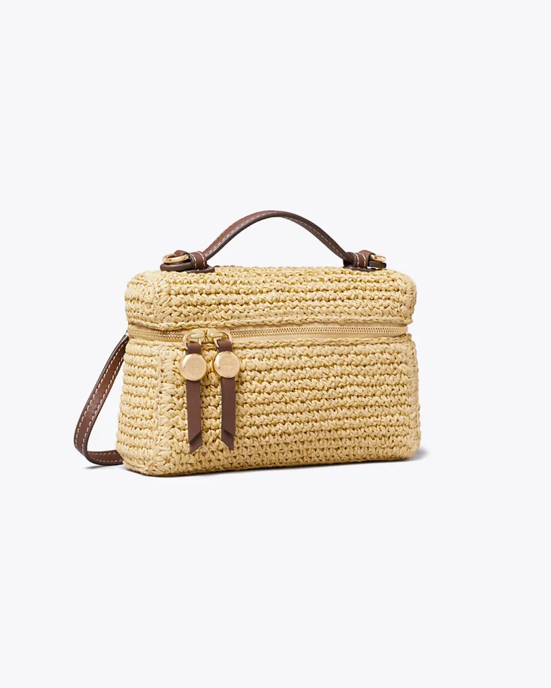 Tory Burch Damen Slim Romy Woven Top Handle Bag Natural