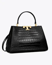 Tory Burch Eleanor Croc-Embossed Satchel Black