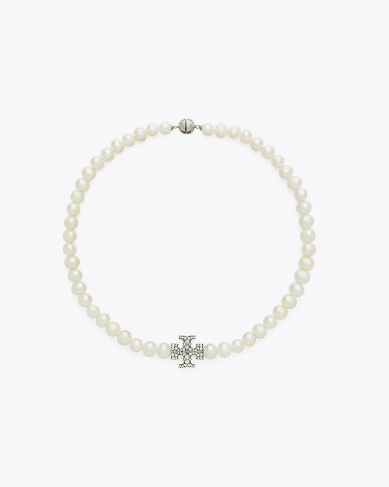 Tory Burch Damen Moondance Halskette mit Perlen und Pavé Tory