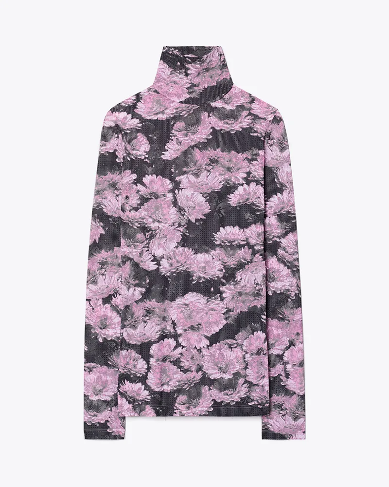 Tory Burch Damen Bedruckter Stehkragenpullover aus Jersey Pink