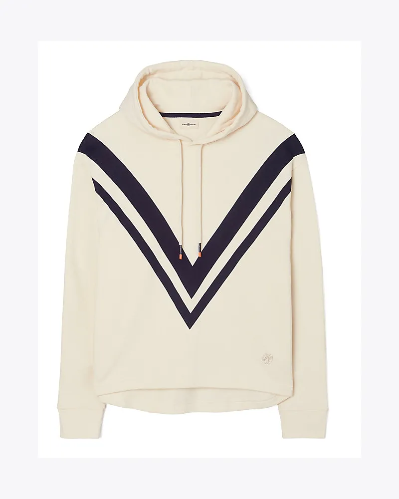 Tory Sport Chevron-Kapuzenpullover Aus French Terry Ivory