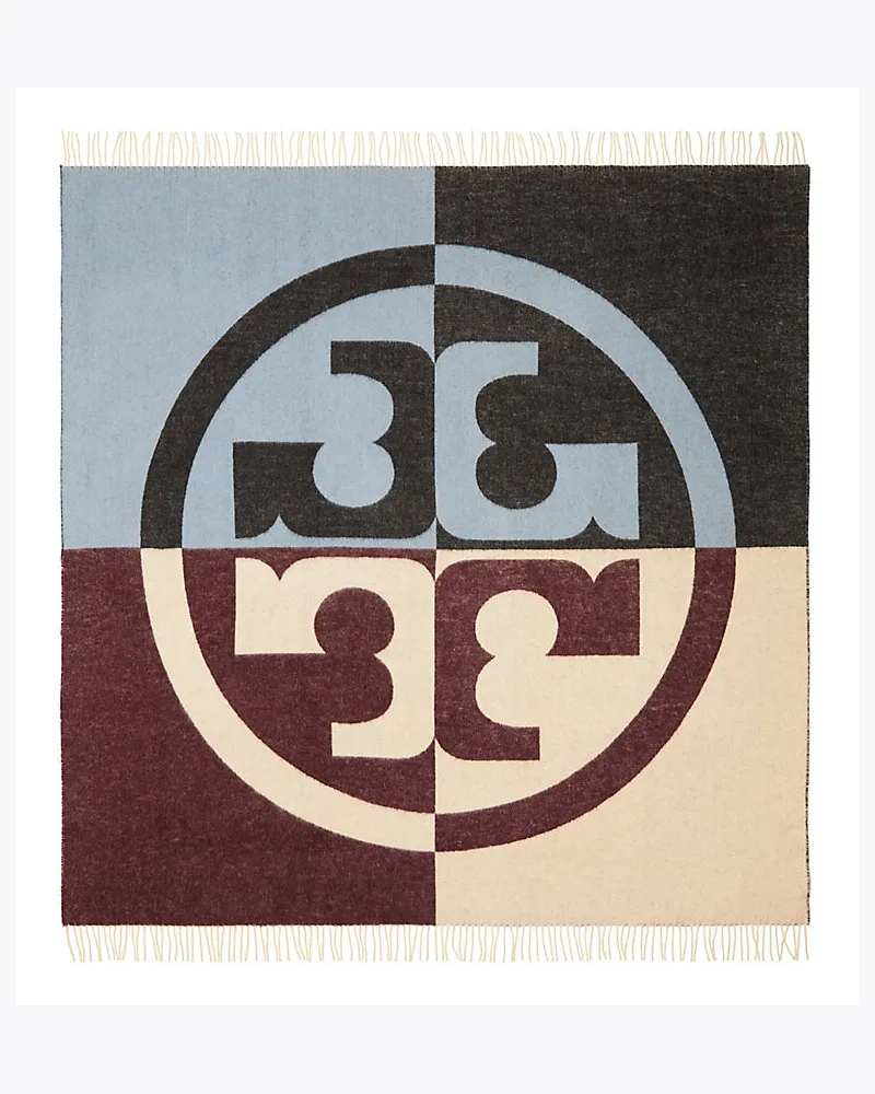 Tory Burch Quadratischer Oversize-Jacquardschal In Colorblock-Optik Vino