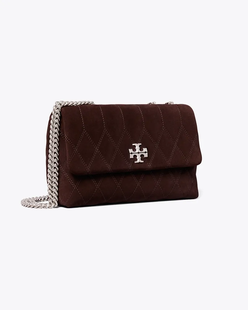 Tory Burch Damen Small Kira Quilt Suede Shoulder Bag Licorice