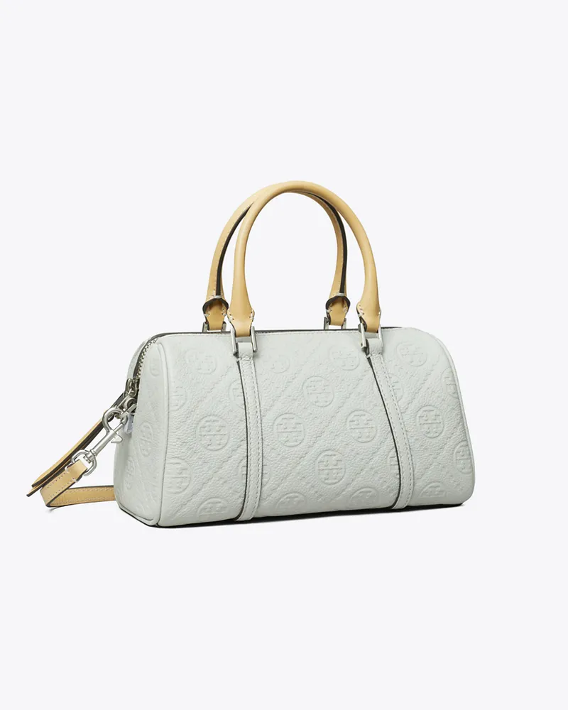 Tory Burch Damen Strukturierte Petite Barrel Bag mit T-Monogramm Light