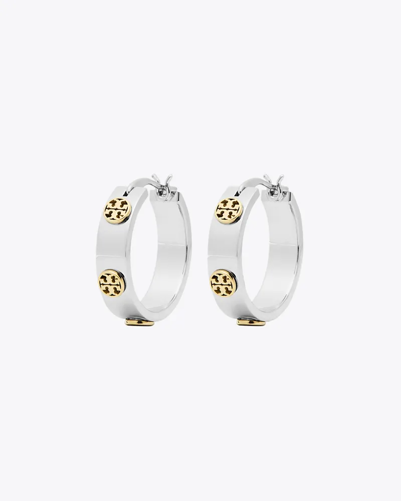 Tory Burch Damen Miller Huggie Ohrstecker in Silber/Gold Tory