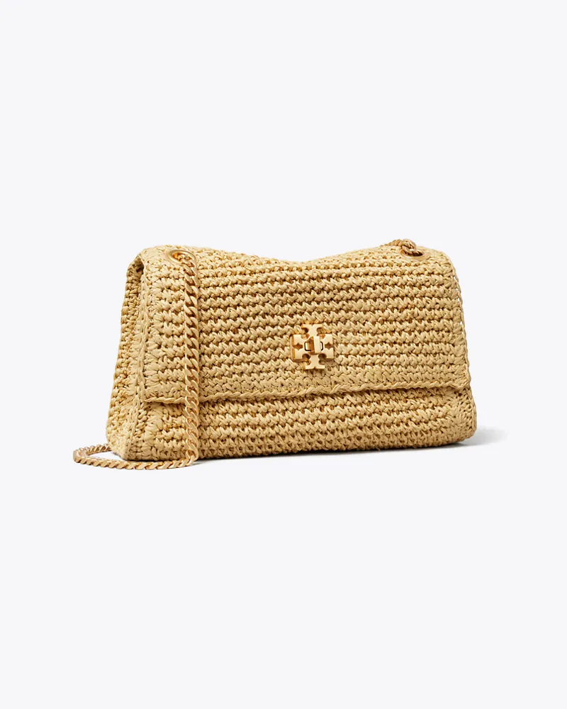 Tory Burch Damen Mini Kira Turnlock Woven Shoulder Bag Natural
