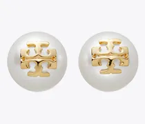 Damen Moondance Perlen-Ohrstecker in Weiß/Gold