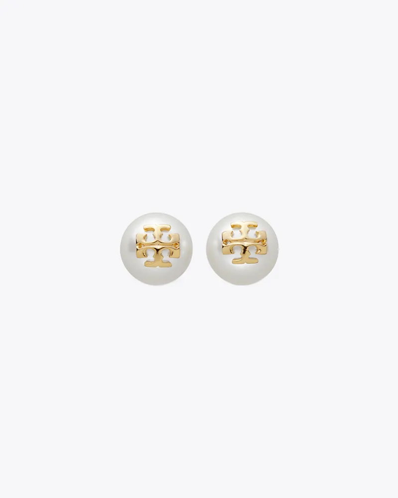 Tory Burch Damen Kira Ohrstecker mit Perlen in Weiß/Gold Ivory