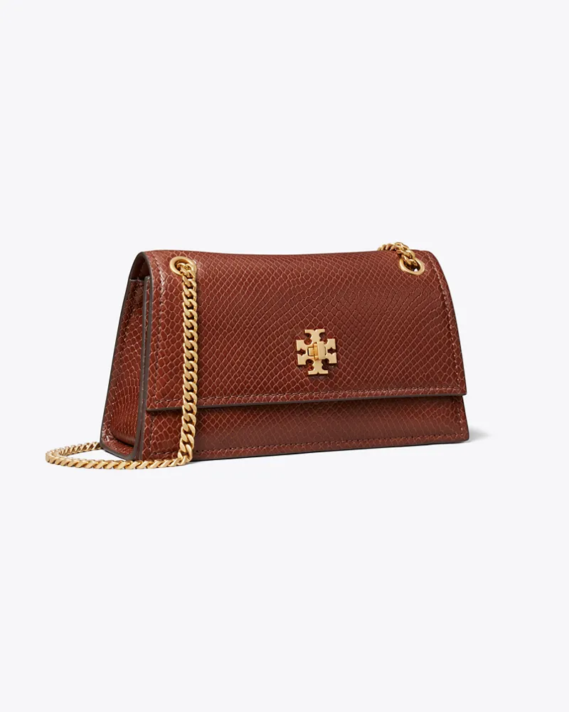 Tory Burch Damen Mini Kira Schultertasche mit Drehverschluss und Schlangenhautprägung Sweet
