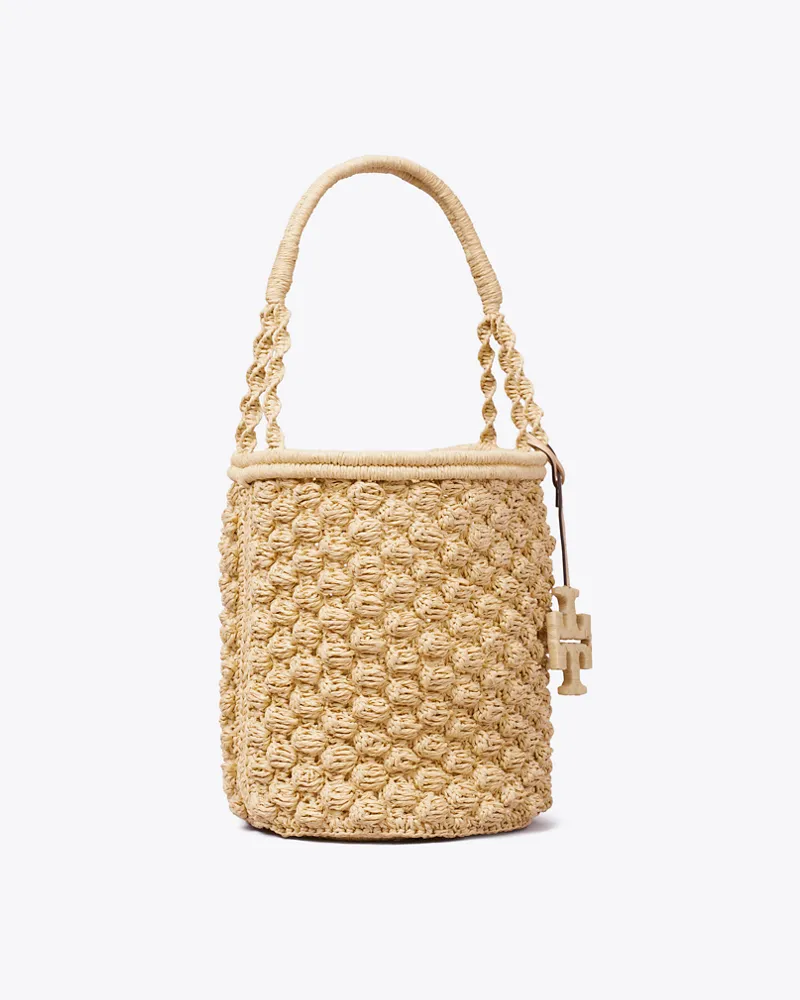 Tory Burch Damen Ella Hand-Crocheted Popcorn Bucket Bag Natural