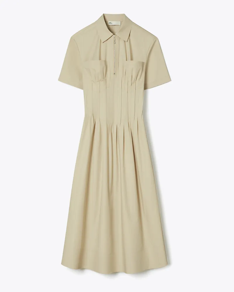 Tory Burch Damen Popelinekleid mit Falten an der Taille Tortora