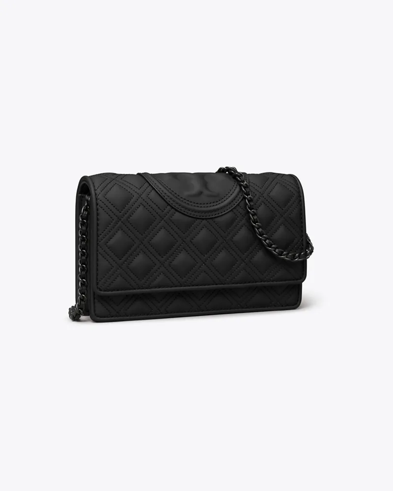 Tory Burch Damen Matte Fleming Crossbody-Geldbörse in Schwarz Black