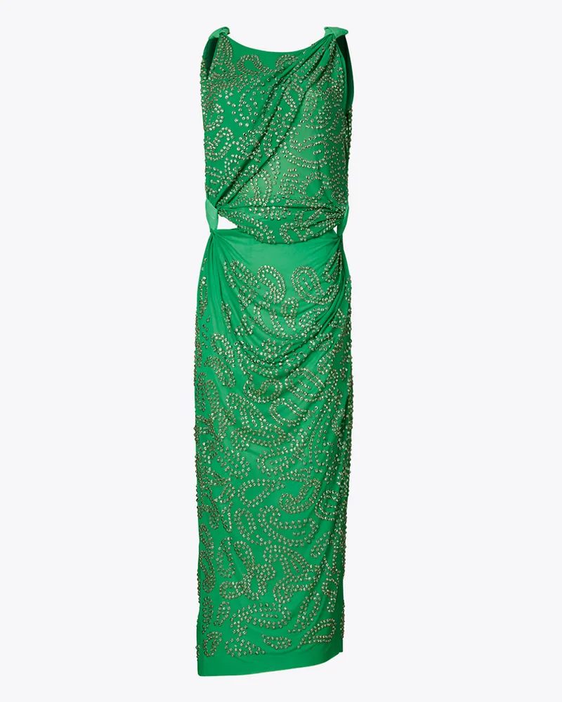 Tory Burch Damen Embellished Viscose Knot Dress Spring