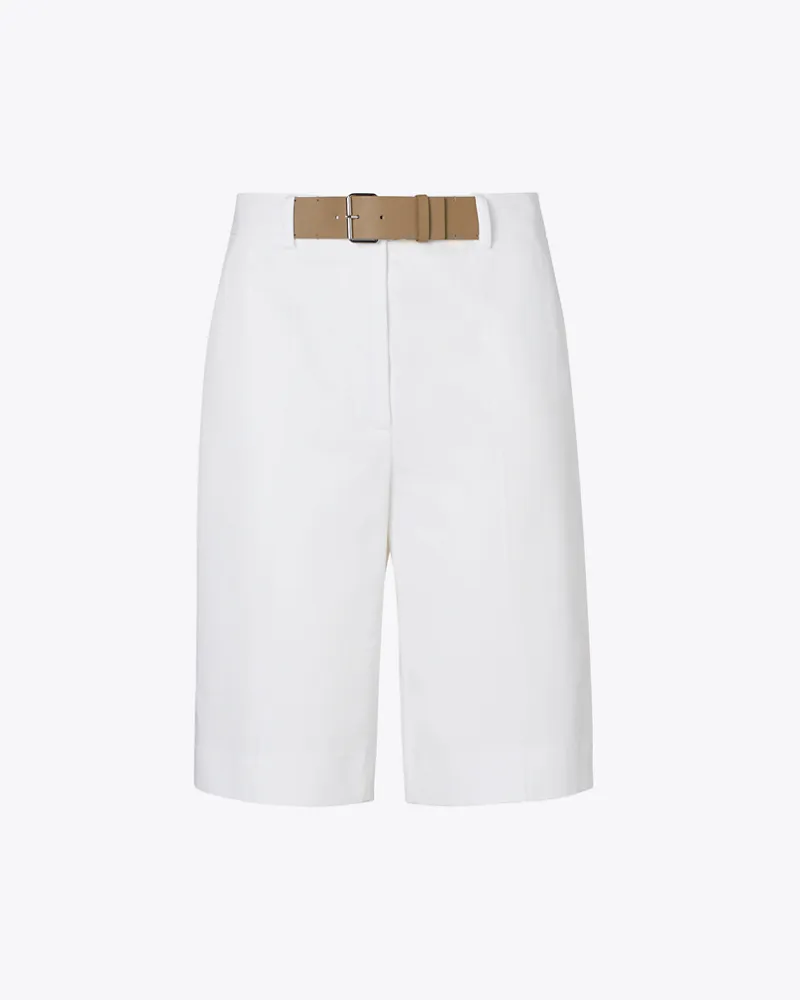 Tory Burch Damen Belted Cotton Shorts White