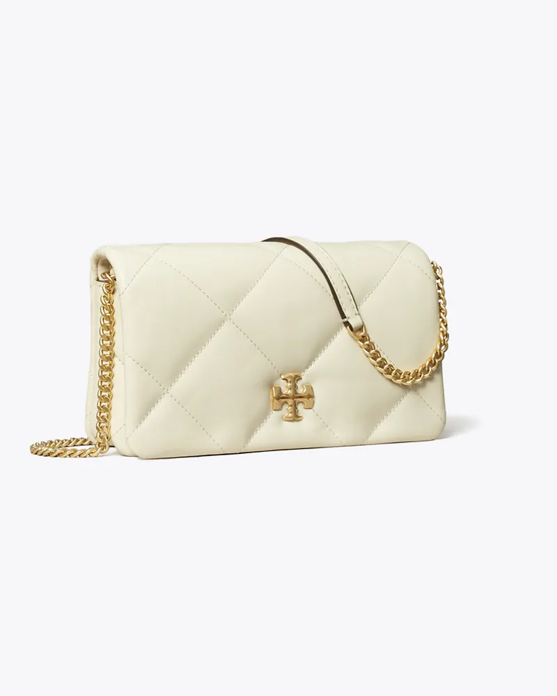 Tory Burch Damen Kira Geldbörse mit Rautensteppung und Kette Warm