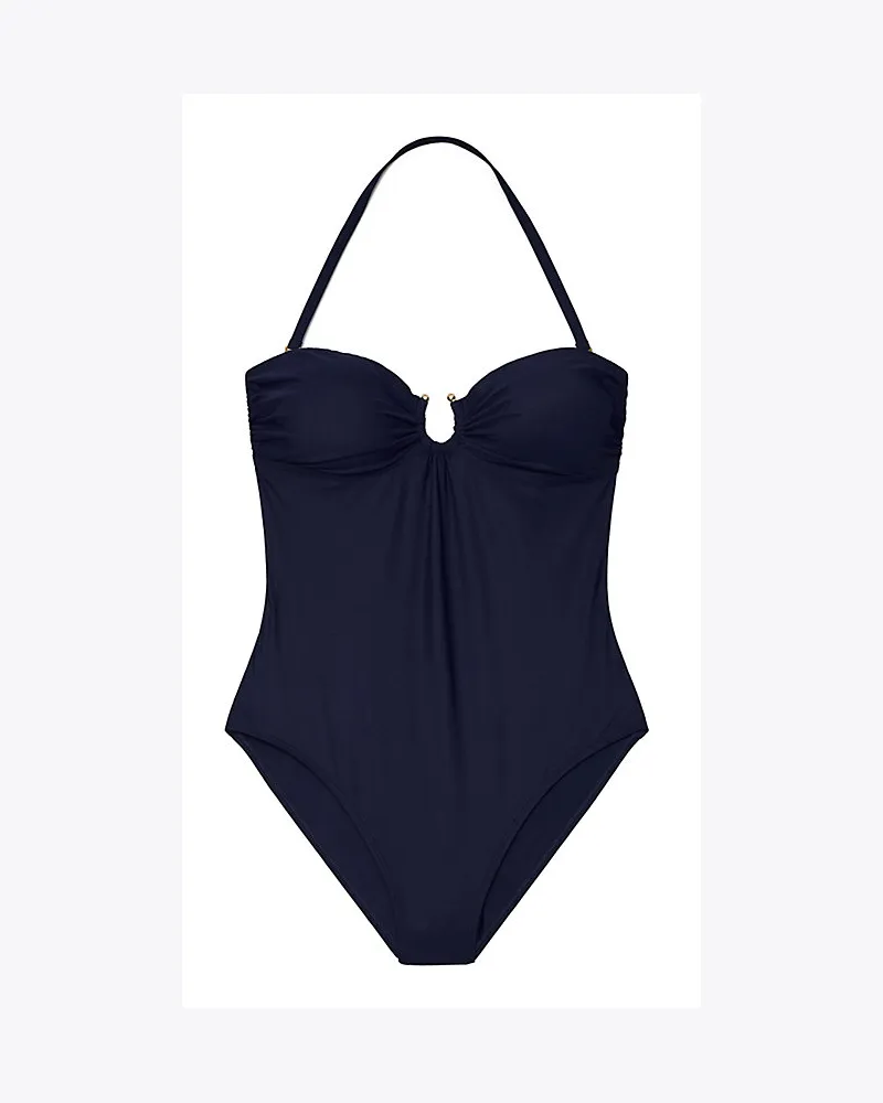 Tory Burch Einfarbiger Bandeau-Badeanzug 