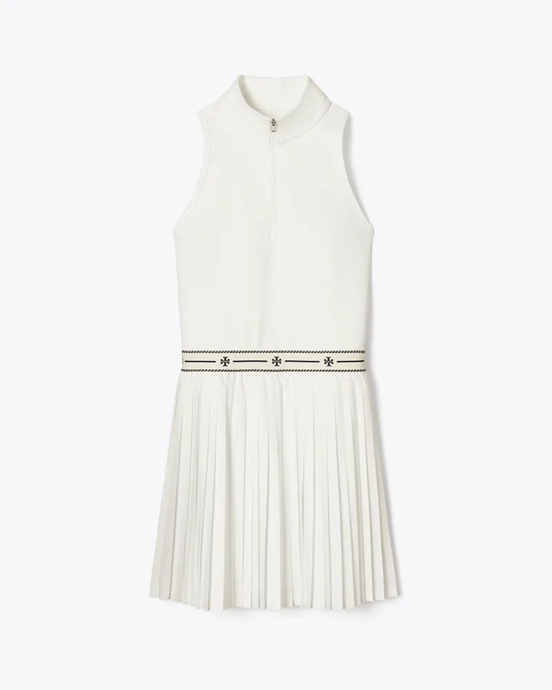 Tory Burch Damen Tenniskleid mit Viertelreißverschluss und Falten Snow