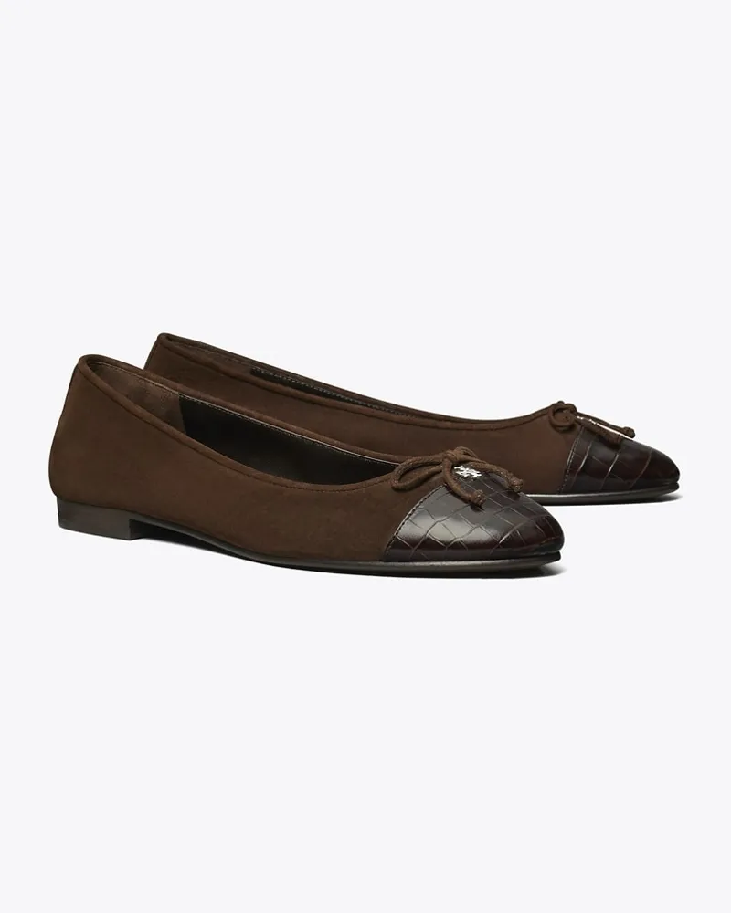Tory Burch Damen Ballerina mit Zehenkappe Dark