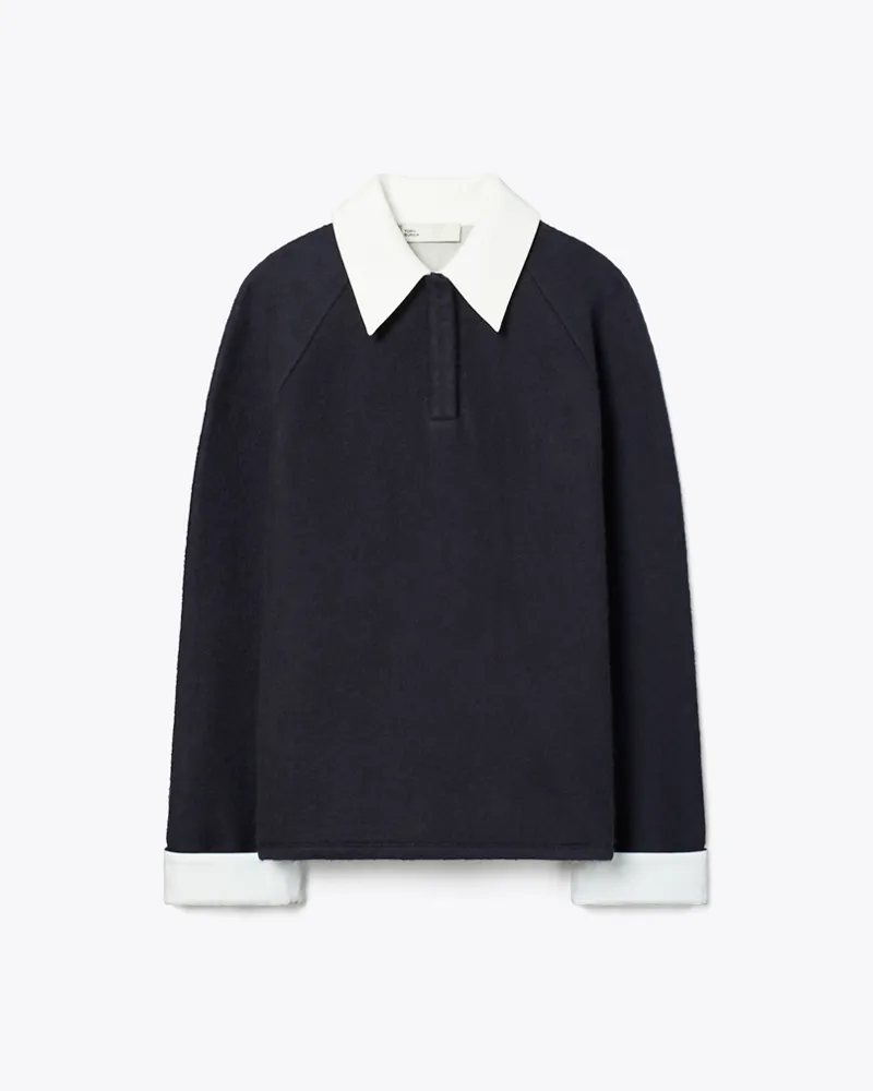Tory Burch Damen Rugby-Poloshirt aus Wolle Navy
