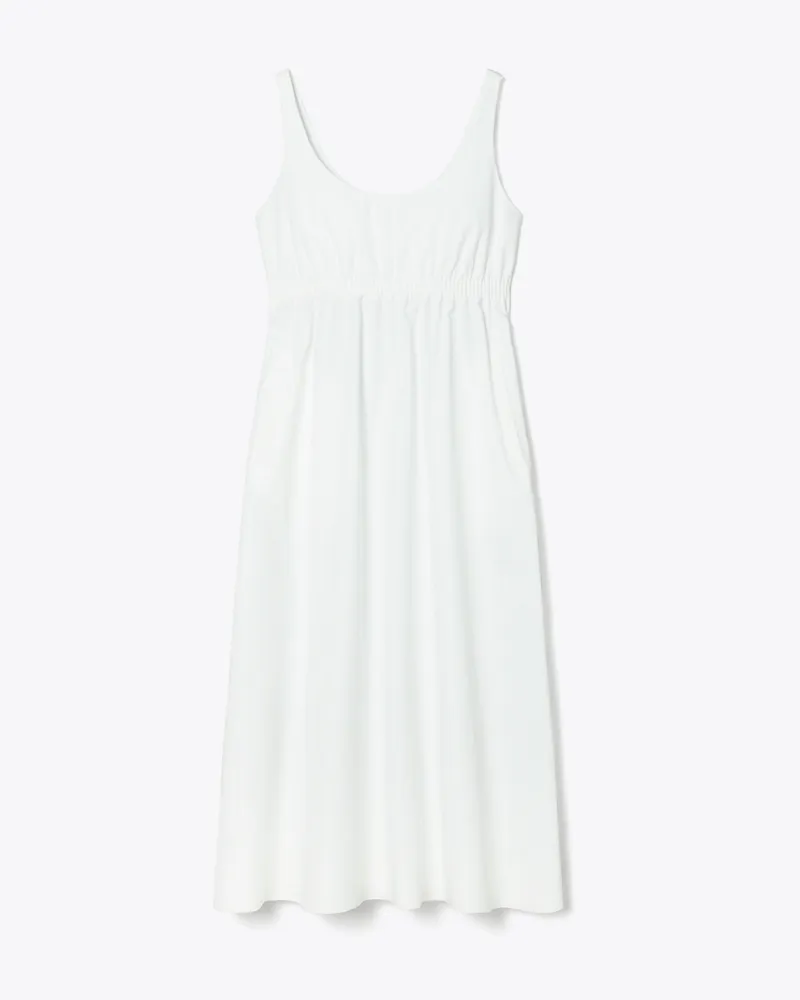 Tory Burch Damen Popeline-Kleid mit Bonding White
