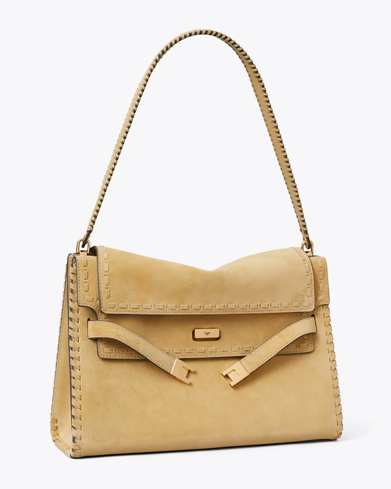 Tory Burch Große Lee Radziwill Schultertasche aus Wildleder Butter