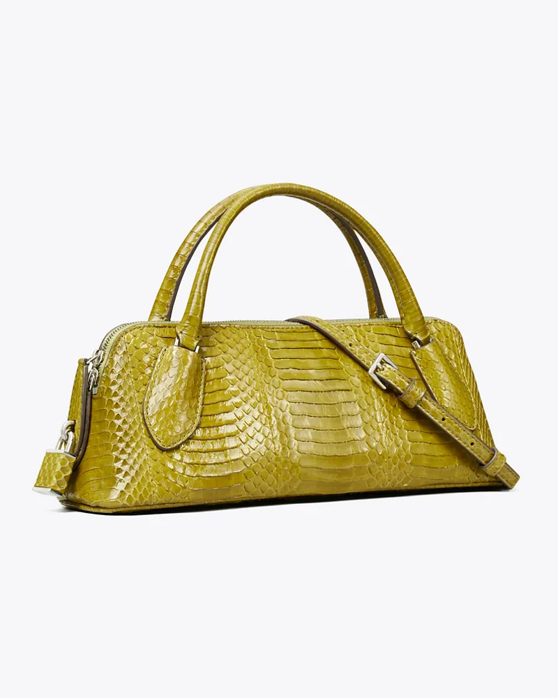 Tory Burch Lock Henkeltasche aus Schlangenleder Moss