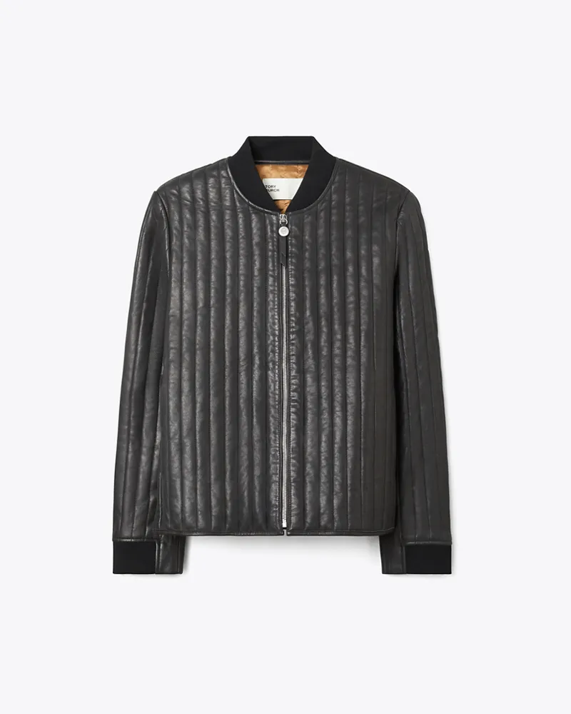 Tory Burch Gesteppte Lederjacke Black
