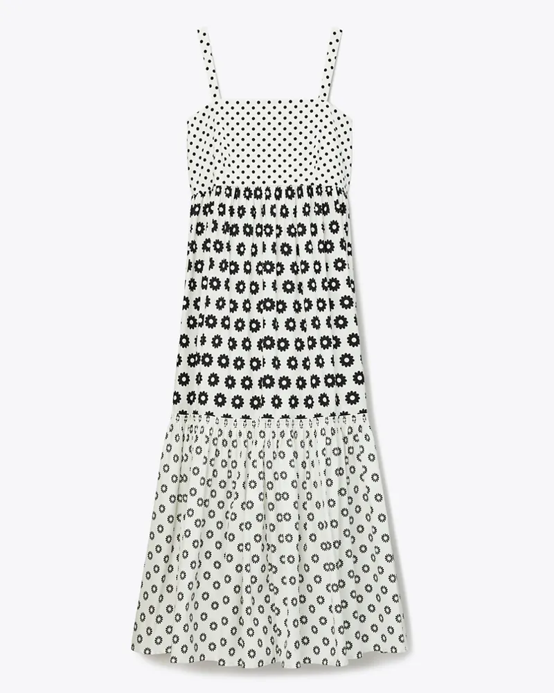 Tory Burch Damen Bedrucktes Sommerkleid aus Baumwolle Polka