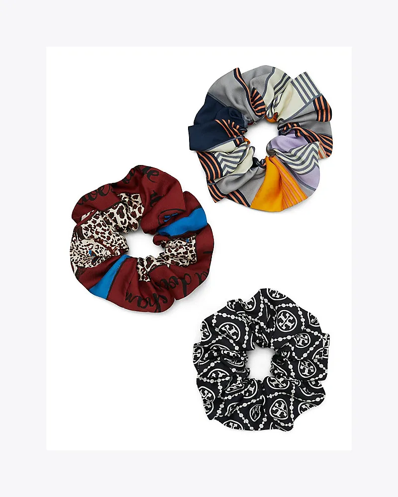 Tory Burch Bedruckte Haarbänder Aus Seide, 3er-Pack Blue