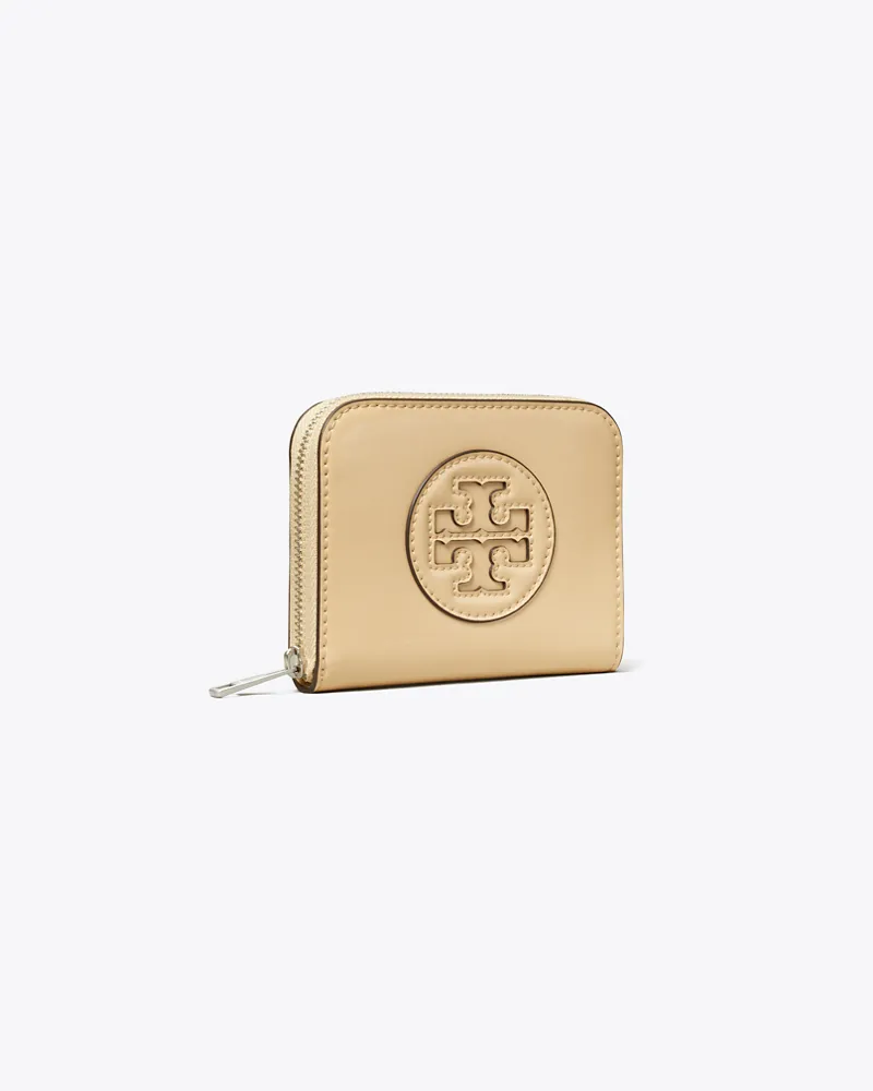 Tory Burch Damen Ella Bio Patent Small Zip Wallet Vanilla
