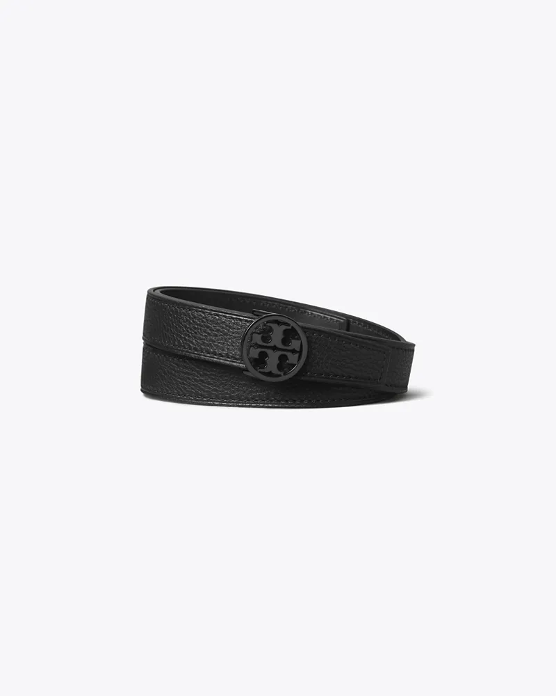 Tory Burch Damen 1" Miller Pebbled Powder-Coated Belt Black