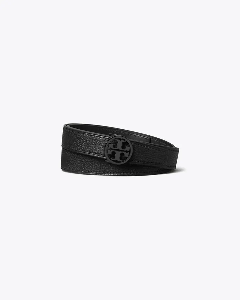 Tory Burch 1" Miller Pebbled Powder-Coated Belt Black