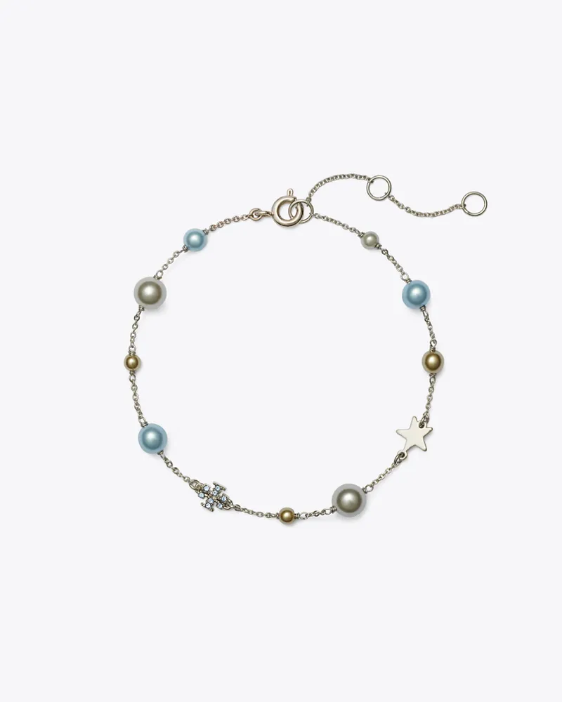 Tory Burch Damen Zartes Moondance Armband mit Perlen und Sternen Tory