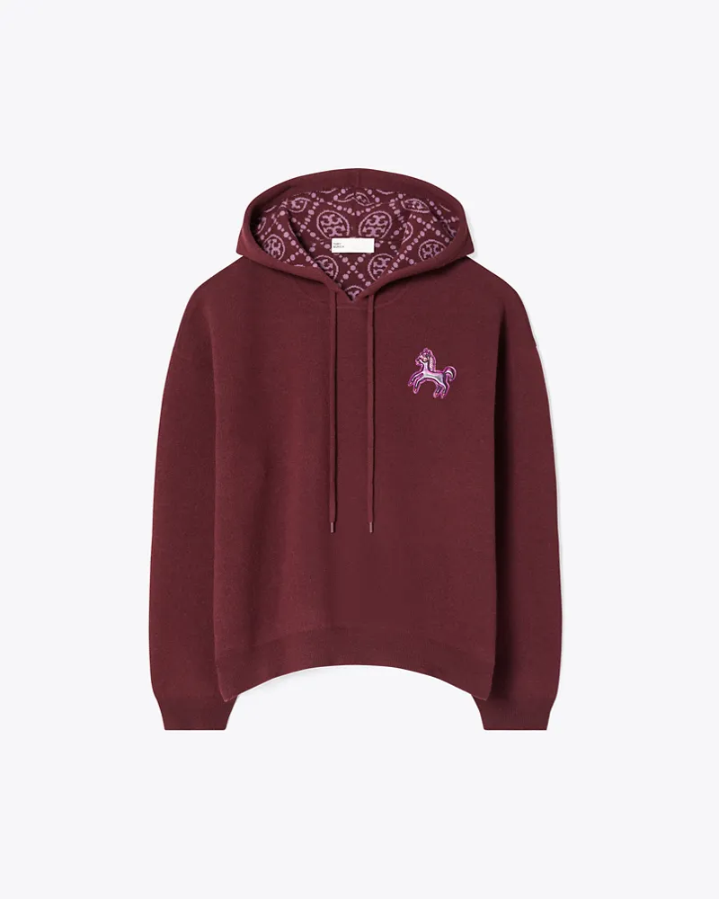 Tory Burch Damen Crop-Hoodie aus Wolle Dark