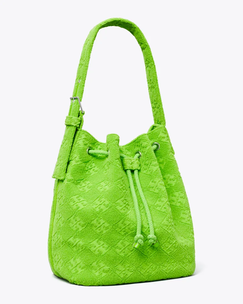 Tory Burch Damen Oversize Bucket Bag aus Terry mit T-Monogramm Bright